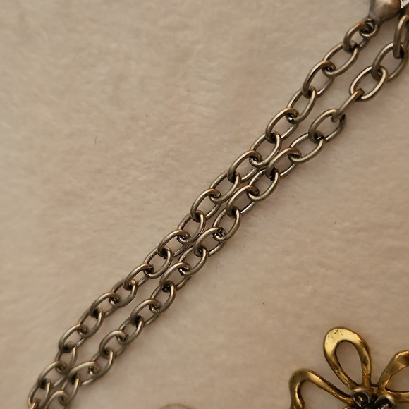 Vintage Mixed Metal Flower Cluster Bib Chain Necklace - Picture 6 of 6